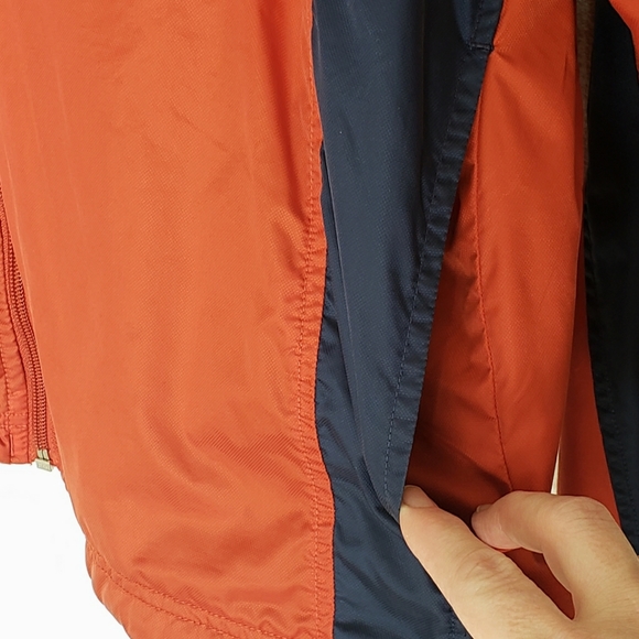 Vintage Adidas Windbreaker Jacket Men Size L Orange Blue Striped Full Zip Lined - Picture 7 of 11